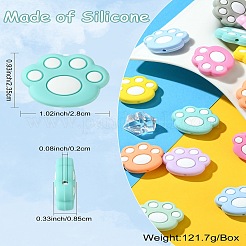 22 個 11 色猫の足跡食品グレードの環境に優しいシリコーン焦点ビーズ  ミックスカラー  23.5x28x8.5mm  穴：2mm  2個/カラー&nbsp;SIL-CJ0001-34