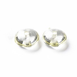 透明なアクリルビーズ  フラットラウンド  きいろ  14x7mm  穴：2mm  約615個/500g&nbsp;MACR-S373-110-B05