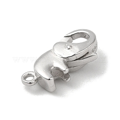 ロジウムメッキ 925 スターリングシルバー カニカン  象  スタンプ925個付き  プラチナメッキ  19.5x10x4.5mm  穴：1.8mm&nbsp;STER-D003-59C-P