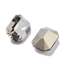 K9ガラスラインストーンカボション  尖ったバック＆バックメッキ  長方形  クリスタルサテン  8x6x4mm&nbsp;GLAA-H034-07C-001SA