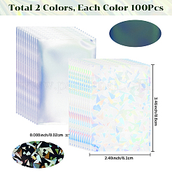 2袋2スタイル長方形レーザー透明プラスチック包装袋  カード用  混合図形  8.8x6.1x0.02cm  100個/袋  1バッグ/スタイル&nbsp;ABAG-SP0001-46A