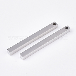 変色しにくい201ステンレススチールペンダント  バー  ステンレス鋼色  35x3x3mm  穴：1.5mm&nbsp;X-STAS-T052-06P