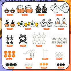 ハロウィンテーマのDIY合金エナメル＆アクリルダングルイヤリング作成キット  ミックスカラー  6~17x13~23x0.7~3mm  穴：2mm&nbsp;DIY-YW0009-97