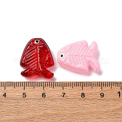 透明なガラスエナメルビーズ  魚  ミックスカラー  21.5x18x7mm  穴：1.5mm&nbsp;LAMP-U004-06M