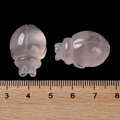 天然ローズクォーツ彫刻ヒーリングフィギュア  レイキエネルギーストーンのディスプレイ装飾  てんとう虫  25~25.5x17~17.5x11~12mm&nbsp;G-B062-02E