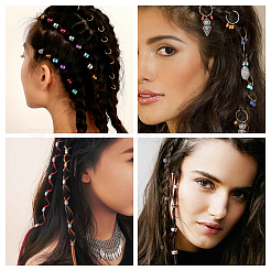 DIYヘアスタイリングツール  鉄のオープン丸カン付き  アクリルヨーロピアンビーズ  天然木のビーズ  アルミニウム製ヘアコイルカフスとヘア編み紐  ミックスカラー  457個/セット  リング：40個/セット  ビーズ：300個/セット  袖口：105個/ステ  組紐：12本/セット&nbsp;DIY-FH0001-49
