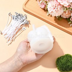 ハートキャンドルクラフト作成キット  ハート型DIYシリコンキャンドルモールド1個付き  キャンドル芯20本  ホワイト  77.5~90x80.5x77mm  穴：20mm&nbsp;DIY-CJ0002-59