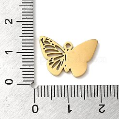 イオンプレーティング（IP）304ステンレスペンダント  レーザー切断  バタフライチャーム  ゴールドカラー  12x18x1.5mm  穴：1.4mm&nbsp;STAS-K270-04G