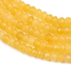 染め天然マレーシアジェイド翡翠ロンデルビーズ連売り  多面カット  ゴールデンロッド  4x2~3mm  穴：1mm  約115個/連  14インチ&nbsp;X-G-E316-2x4mm-30