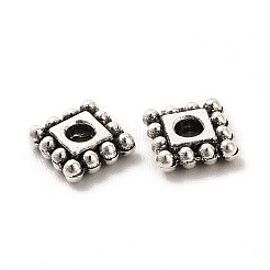 合金のスペーサービーズ  菱形  アンティークシルバー  4.5x4.5x1.5mm  穴：1.2mm&nbsp;FIND-G048-01AS