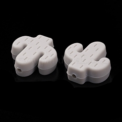 食品グレードの環境に優しいシリコーンビーズ  サボテン  ライトグレー  24x22.5x8mm  穴：2mm&nbsp;SIL-WH0013-23I