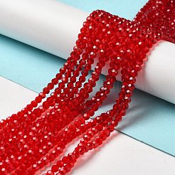 透明ガラスビーズ  ファセット（32ファセット）  ラウンド  ファイヤーブリック  4mm  穴：0.7mm  約87~93個/連  32~33cm&nbsp;EGLA-A035-T4mm-D07