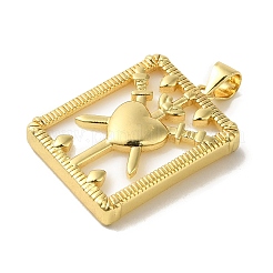 真鍮パヴェ天然シェルペンダント  長方形のチャーム  18KGP本金メッキ  ハート  24x18x4mm  穴：5x3.5mm&nbsp;KK-Z042-27G-01