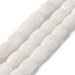 天然染め白翡翠ビーズ連売り  オーバル  ホワイト  11.5~12x7.5~8mm  穴：0.8mm  約29~32個/連  12.99''~15.16''（33~38.5センチメートル）&nbsp;G-M402-A01-11