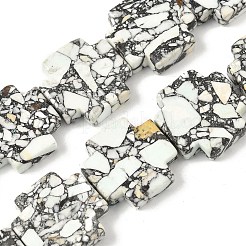 染め合成ターコイズビーズ連売り  クロス  25~25.5x24.5~25.5x6~6.5mm  穴：1mm  約15個/連  15.08~15.16''（38.3~38.5センチメートル）&nbsp;G-M448-A01-02