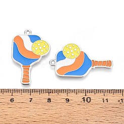 合金エナメルスポーツペンダント  ピックルボールパドルチャーム  プラチナ  35.5x22x1mm  穴：1.6mm&nbsp;ENAM-T022-66P
