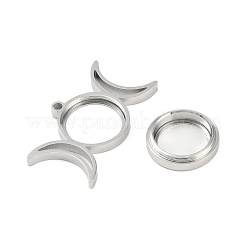 304ステンレススチールロケットペンダント  ガラスと  三重の月チャーム  ステンレス鋼色  23x39.5x6mm  穴：2.2mm&nbsp;STAS-S132-14P-01