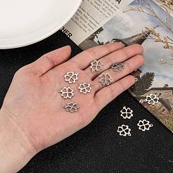 変色しにくい304ステンレススチールの四つ葉のクローバーチャームペンダント  ステンレス鋼色  15x13x1mm  穴：1mm&nbsp;STAS-M004-01