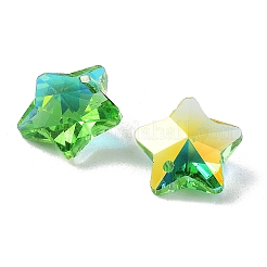 ガラスチャーム  多面カットスター  ライムグリーン  13x13.5x7mm  穴：1.2mm&nbsp;GGLA-Z002-01B