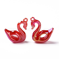 オペークアクリルパーツ  白鳥チャーム  ファイヤーブリック  40x33.5x15mm  穴：3.1mm&nbsp;OACR-E007-05B