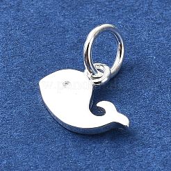 925スターリングシルバーチャーム  イルカ  丸カン付き  銀  6x9x1mm  穴：3.5mm&nbsp;STER-M119-09A-S