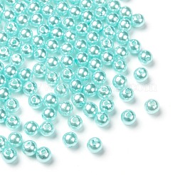 パール調アクリルビーズ  染め  ラウンド  アクアマリン  6x5.5mm  穴：1.5~2mm  約4500個/ポンド&nbsp;PL609-01
