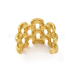 304ステンレススチールウェブオープンカフリング  女性用ワイドバンドリング  18KGP本金メッキ  18mm  調整可能&nbsp;RJEW-K258-06G