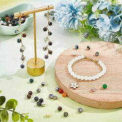 750個15スタイルの天然および合成宝石ビーズセット  ラウンド  染めと未染色の混合  6~7mm  穴：0.8~1mm  50個/スタイル&nbsp;G-NB0003-86