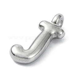 変色防止304ステンレススチールペンダント  レターチャーム  文字J  20x9x4mm  穴：1.6mm&nbsp;STAS-U033-02P-J