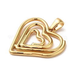 金メッキ304ステンレススチールペンダント  ワイヤー巻きチャーム  ハート  26x26x2mm  穴：6x3mm&nbsp;STAS-L272-004G-02