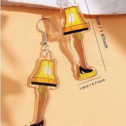 アクリルと鉄製の女性用ぶら下がりピアス  レッグランプ  プラチナ  ゴールド  50x18mm&nbsp;WG22366-01