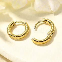 女性用304ステンレスフープピアス  イオンプレーティング（ip）  リング  14KGP本金メッキ  13.5x2.5mm&nbsp;EJEW-M068-11A-G