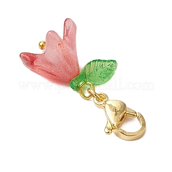 ユリのガラスペンダント装飾  バッグの飾り用のロブスター クロー クラスプ チャーム  ミックスカラー  28mm&nbsp;HJEW-JM02860