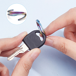 8個 4スタイル チタン合金 スプリットキーリング  ダブルループ丸カン  ミックスカラー  16~18ゲージ  20~25x2~2.5mm  内径：15.5~20mm  単線：1~1.25mm  2個/スタイル&nbsp;FIND-WR0010-05B