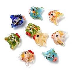 12個6色手作りランプワークビーズ  魚  ミックスカラー  14.5~19x17~21.5x9~10mm  穴：1.2~1.4mm&nbsp;LAMP-CJ0002-83