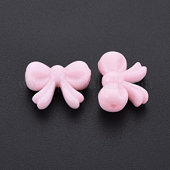 不透明なアクリルビーズ  蝶結び  ピンク  15.5x20x8.5mm  穴：2mm&nbsp;X-MACR-S373-72-A03