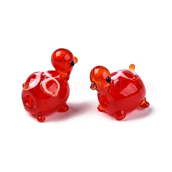 手作りランプワークビーズ連売り  花と亀  レッド  15~18x15~18x11~12.5mm  穴：1.2~1.8mm  約30~35個/連  15.35~17.52インチ（39~44.5cm）&nbsp;LAMP-N024-36D