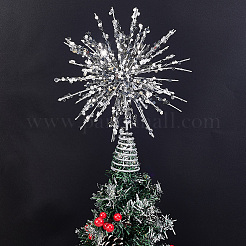 鉄製の星のディスプレイ装飾  クリスマスパーティーの装飾  グリッターパウダー付き  銀  300x240mm&nbsp;DIY-WH20031-085E
