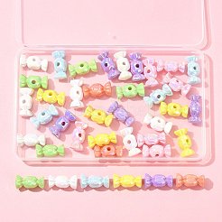 UVメッキ不透明アクリルビーズ40個。  虹色の  心のキャンディー  ミックスカラー  13x29x14mm  穴：3.5mm&nbsp;OACR-FS0002-27
