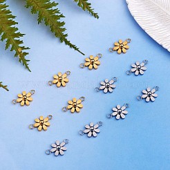 430ステンレススチール製小花コネクタチャーム12個  金属デイジー ペンダント ジュエリー イヤリング ブレスレット 手作り製作  開ループあり  ゴールデン·ステンレス鋼色  9mm&nbsp;JX239A