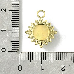 イオンプレーティング（IP）本物の14K金メッキ304ステンレススチールとガラスペンダント  多面的な太陽のチャーム  ミックスカラー  18.5x15x5mm  穴：3mm&nbsp;FIND-Z028-33G