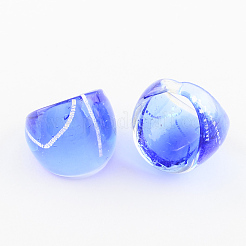 手作りの銀箔ランプワーク広帯域リング  ミックスカラー  17~19mm  約12個/箱&nbsp;RJEW-Q150-M09-B
