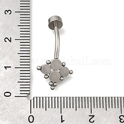 304ステンレススチール製クリアキュービックジルコニアカーブバーベルへそリング  ステンレス鋼色  菱形  25.5mm  ピン：1.6mm  ヘッド：4.5x5mm&nbsp;AJEW-D306-03P-03