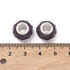 手作りガラスヨーロピアンビーズ  大穴ビーズ  シルバーカラー真鍮コア  暗紫色  14x8mm  穴：5mm&nbsp;LS-X-GPDL25Y-07