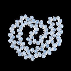 ジェイド風ガラスビーズ連売り  ティアドロップ  多面カット  ホワイトスモーク  10x8x8mm  穴：1~1.2mm  約88~92個/連  20.67~22.64インチ（52.5~57.5cm）&nbsp;GLAA-Q116-01A-A02