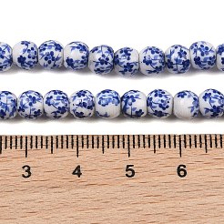 手作り花柄陶器セラミックビーズ連売り  ラウンド  藤紫色  6mm  穴：2mm  約60個/連  11.6~13インチ&nbsp;PORC-M005-6mm-10