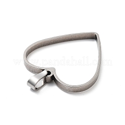 304ステンレススチールオープンバックベゼルペンダント  UVレジンDIY用  エポキシ樹脂  ステンレス鋼色  ハート  33x31x3mm  穴：8x4mm&nbsp;STAS-Z091-05P-09