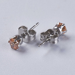 キュービックジルコニアスタッドピアス  304ステンレススチール製金具付き  ミックスカラー  13.5x4mm  ピン：0.6mm&nbsp;EJEW-I209-09-4mm