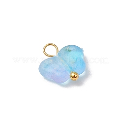 つや消しアクリルチャーム  ハート  真鍮のループと金箔付き  グラデーションカラー  ミックスカラー  10.5x10x3.5mm  穴：2mm&nbsp;PALLOY-JF03325-02