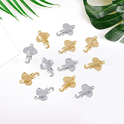20個2色304ステンレスペンダント  象のチャーム  ミックスカラー  28x19x3mm  穴：2.5mm  10個/カラー&nbsp;STAS-DC0013-71